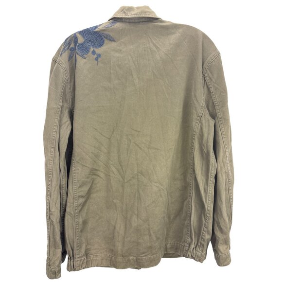 Scotch & Soda Army Green Utility Jacket Embroidered Canvas Cotton Mens Medium - Picture 5 of 7